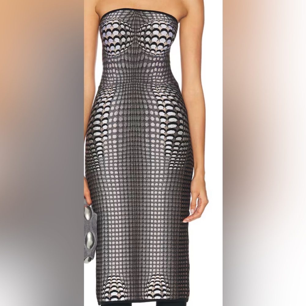 Marine Serre Jacquard Strapless Dress